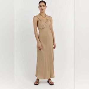 New DISSH Bobby Straw Tan Slip Dress Size 2 NOWT NEVER WORN